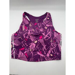 Reebok Women’s Printed Medium Support Cropped Tank Bra Size M Purple Pink